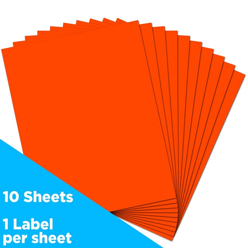 JAM PAPER Full Sheet Shipping Labels - Printable Sticker Paper - 8 1/2 x 11 - Neon Deep Red/Orange - 10 Full Pages/Pack - Image 2